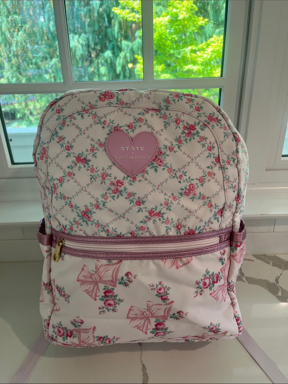 STATE x LoveShackFancy Kane Double Pocket Backpack Rosa Beaux